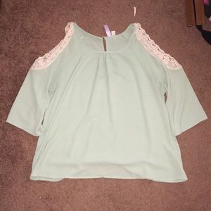Sea foam cold shoulder top